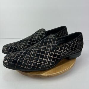 EUC AFTER MIDNIGHT Black/Gold Red Purple Velvet Glitter Pattern Formal Loafer 13